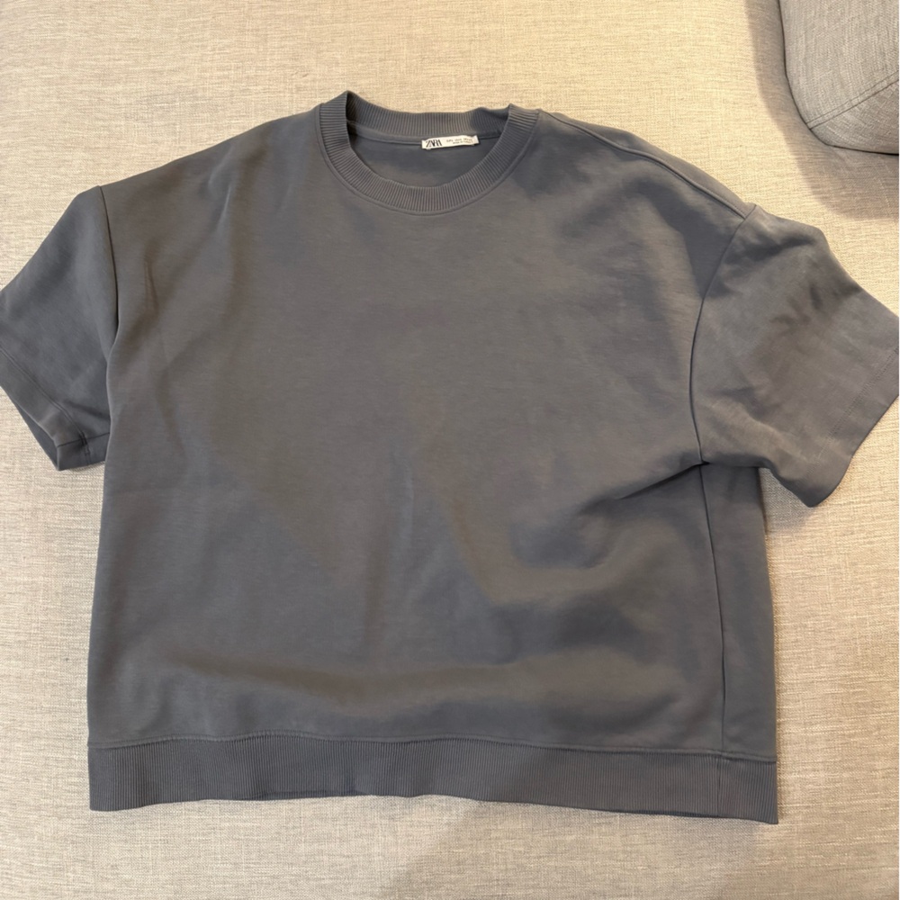 Zara Blue-Gray Short Sleeve Top